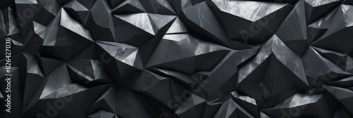 Abstract Geometric Background With Sharp Black Triangular Forms. Geometric Digital Artwork. Generative AI