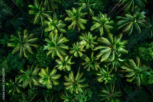 Captivating Aerial Perspective of Verdant Tropical Rainforest Canopy © Ratchadaporn