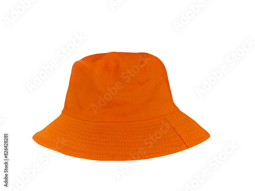 Orange bucket hat isolated on white background