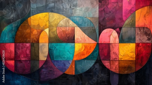 Abstract colorful venn diagram on textured background