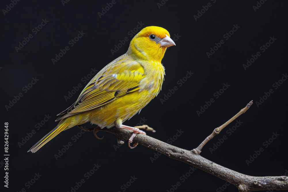 Enchanting Yellow Canary Perched on a Slender Branch, Radiating Joy and Charm with Its Vibrant Plumage in a Serene Natural Outdoor Habitat Enchanting Yellow Canary Perched on a Slender Branch, Radiating Joy and Charm with Its Vibrant Plumage in a Serene Natural Outdoor Habitat