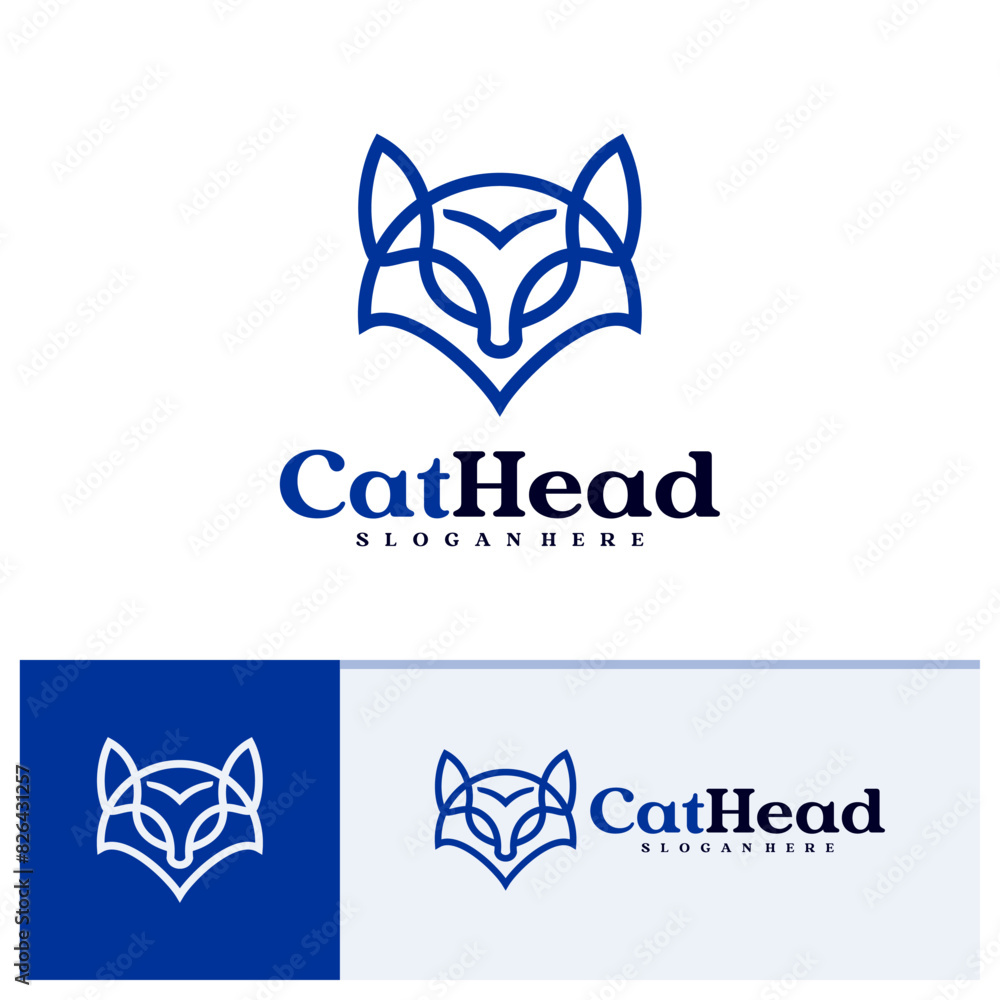 Obraz premium Cat logo vector template, Creative Cat head logo design concepts