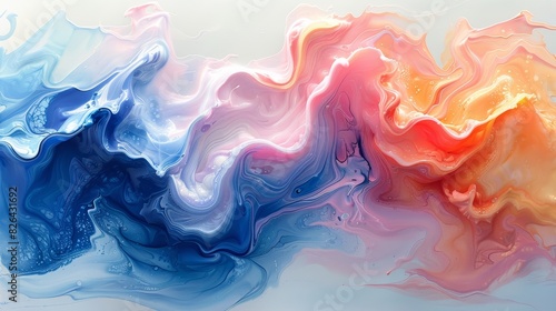 Abstract colorful paint marbling waves