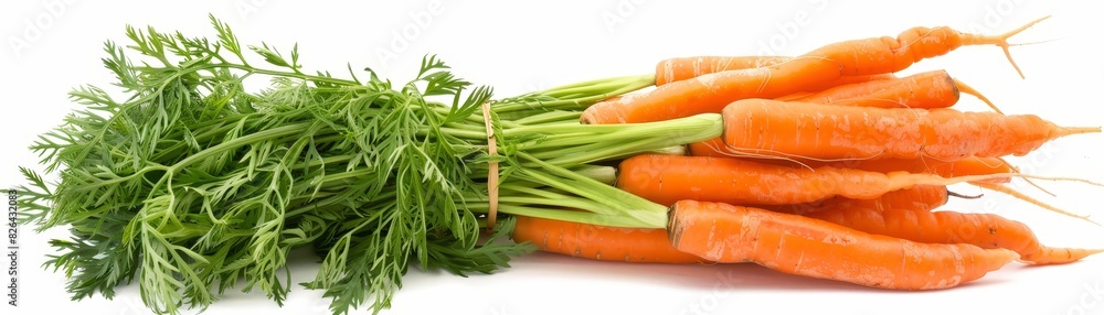 Bundle of fresh carrots with green tops, earthy and vibrant, ideal for healthy eating and farm produce themes, isolated background. Bundle of fresh carrots with green tops, earthy and vibrant, ideal for healthy eating and farm produce themes, isolated background.