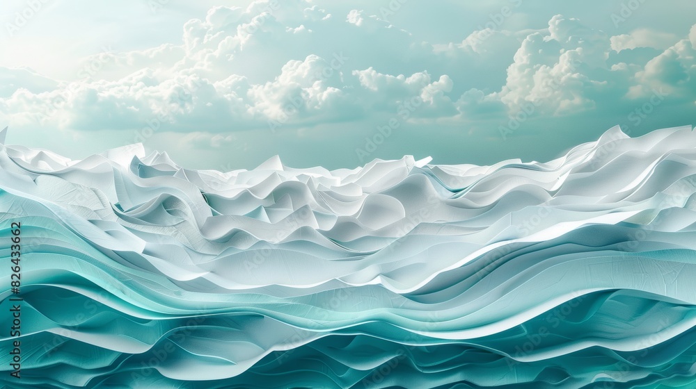 Obraz premium Serene abstract seascape with fluffy clouds