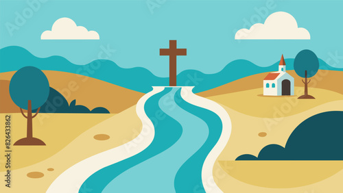 The rivers current carrying away the old life of the believer and washing them clean for their new life in Christ.. Vector illustration