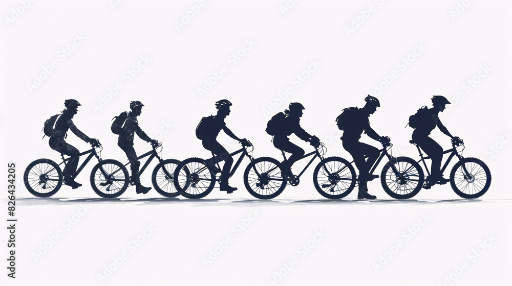 Obraz premium Silhouettes of people running on a white background