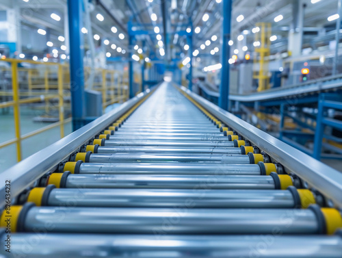 Empty Conveyor Belt in Modern Factory