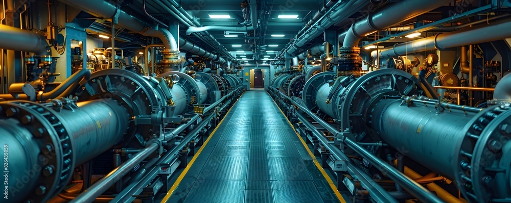 Intricate Machinery Powering a Cargo Ship s Engine Room Intricate Machinery Powering a Cargo Ship s Engine Room