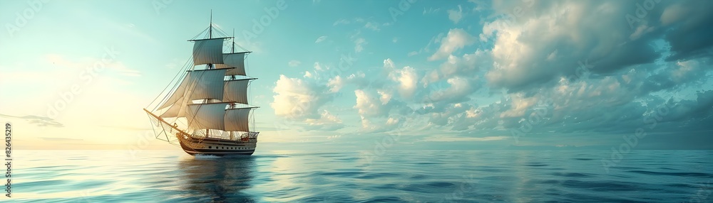 Majestic Sailing Ship Crossing the Open Seas under a Breathtaking Celestial Skyscape Majestic Sailing Ship Crossing the Open Seas under a Breathtaking Celestial Skyscape