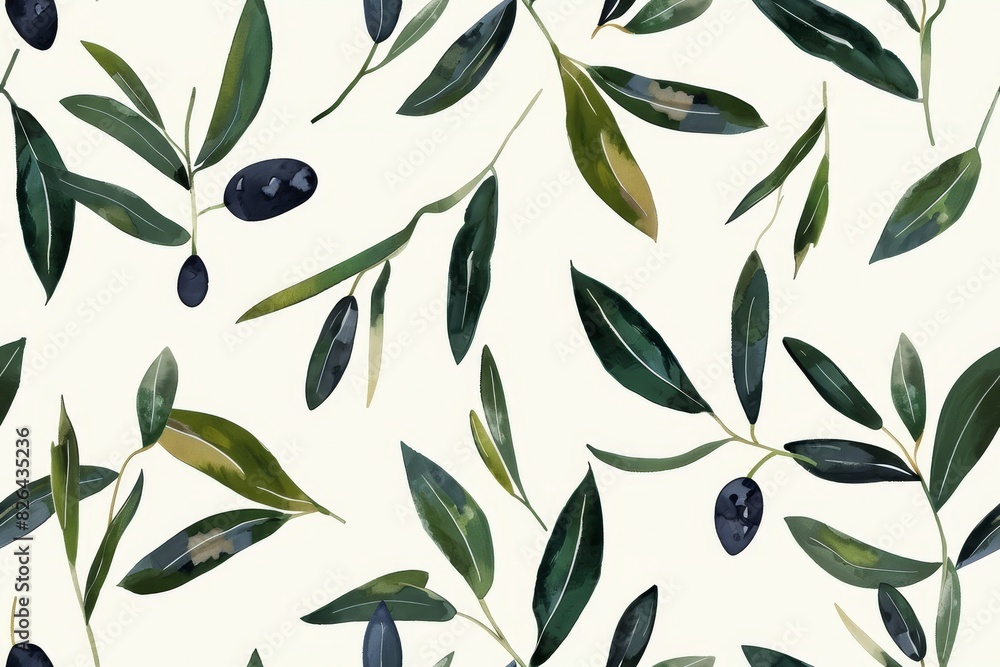 Seamless pattern background with olive tree elements Seamless pattern background with olive tree elements