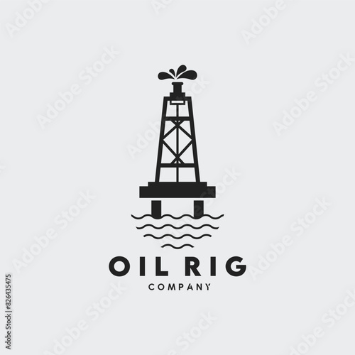 offshore oil mines logo vector design