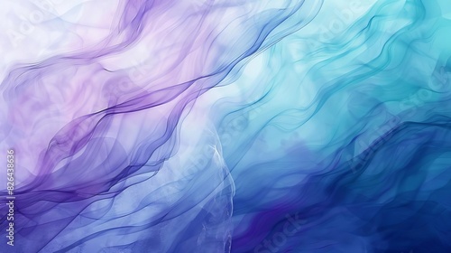 abstract flowing paint strokes in shades of blue and purple creating a dreamy ethereal background with watercolor texture and soft blending digital illustration © Bijac