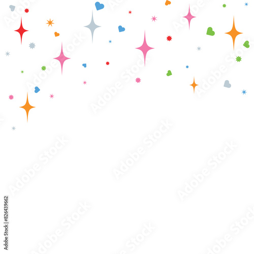 Decorate your birthday with hearts and sparkling stars.