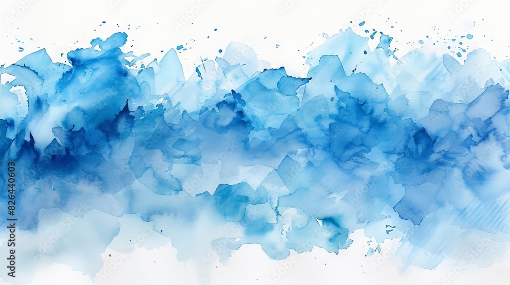 Blue watercolor brush strokes. Abstract watercolor background.