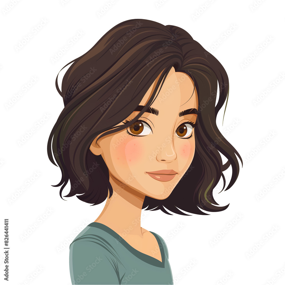 asian girl with brown hair . Clipart PNG image . Transparent background . Cartoon vector style asian girl with brown hair . Clipart PNG image . Transparent background . Cartoon vector style