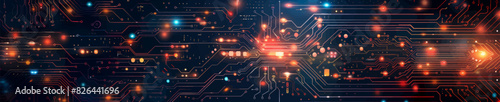 Futuristic digital circuit board illustration, glowing lights and intricate pathways symbolizing technology and innovation. Generative ai vector illustration. Pop art comic book style imitation