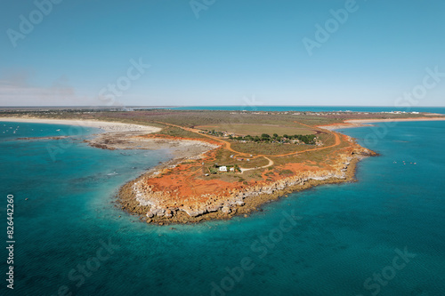 Aerial view of beautiful coastal bay at Gantheaume Point, Broome, Western Australia, Australia. photo
