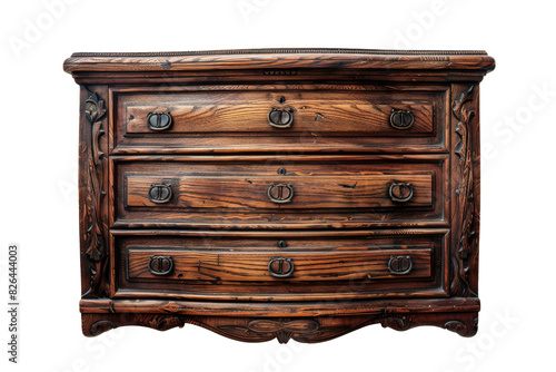Antique wooden dresser with carved details transparent background