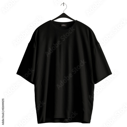 Black oversized t-shirt on hanger transparent background