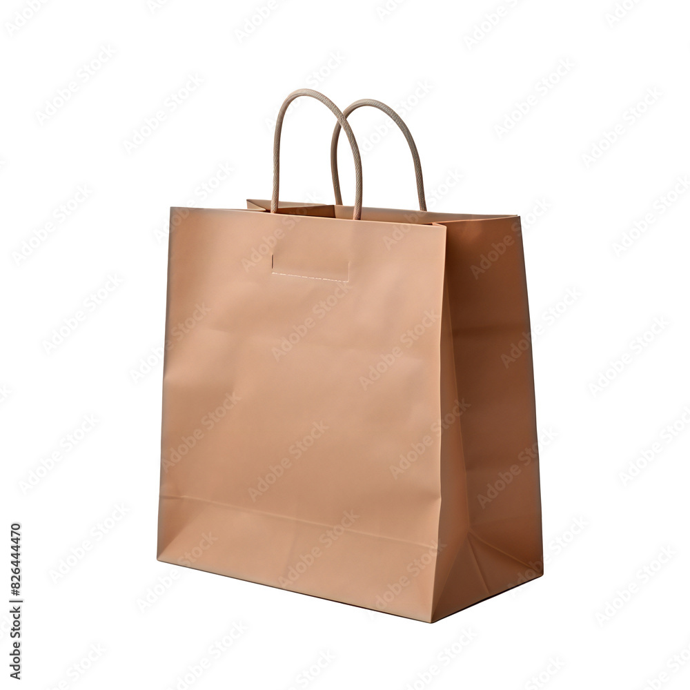 Brown paper shopping bag with handles on transparent background Brown paper shopping bag with handles on transparent background
