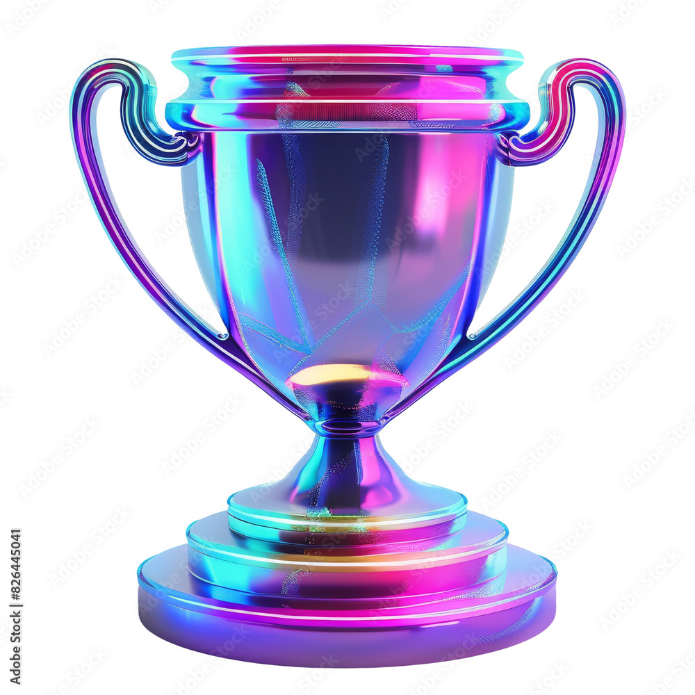 Colorful holographic trophy on transparent background Colorful holographic trophy on transparent background