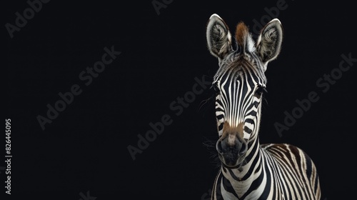 High quality photograph of a young zebra portrait