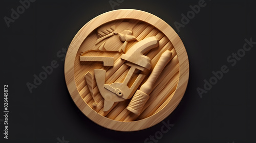 Woodworking Craft Icon Wood 3d photo