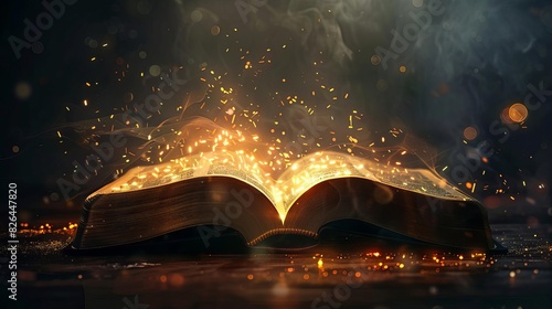 illuminated bible open to hebrews glowing with faith and redemption concept illustration