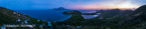 Aerial view of beautiful coast and mountains, Basseterre, Saint Kitts and Nevis. photo