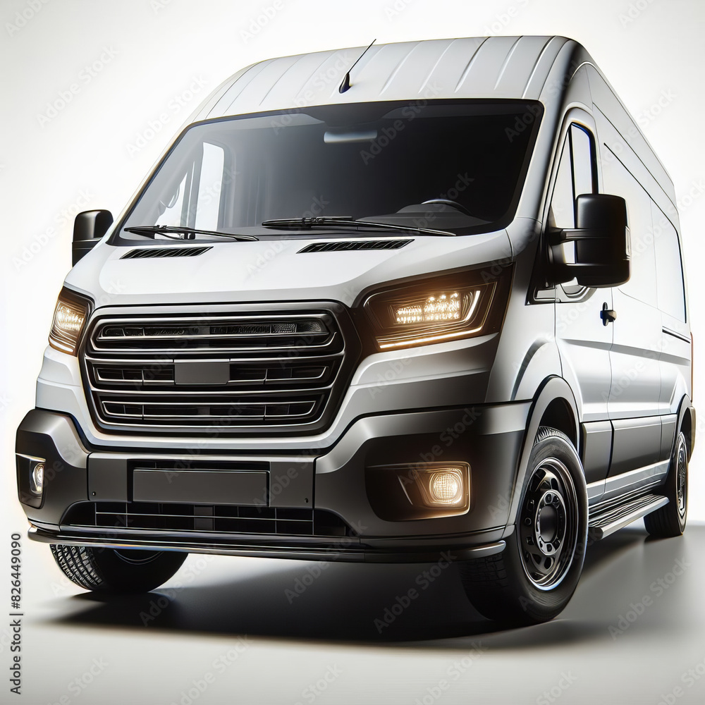 An image of the van, emphasizing the front bumper, grille, and headlight An image of the van, emphasizing the front bumper, grille, and headlight