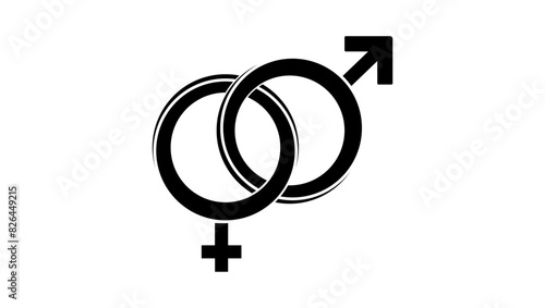 male and female sex symbol, black isolated silhouette