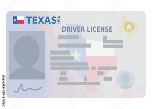 Driver's license from the US state of Texas in flat design style (cut out)