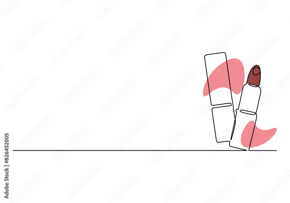 Continuous one line drawing of lipstick icons set. Minimal design, make up print, cosmetic banner, card, poster, brochure, beauty logo. Vector illustration Continuous one line drawing of lipstick icons set. Minimal design, make up print, cosmetic banner, card, poster, brochure, beauty logo. Vector illustration