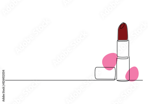 Continuous one line drawing of lipstick icons set. Minimal design, make up print, cosmetic banner, card, poster, brochure, beauty logo. Vector illustration