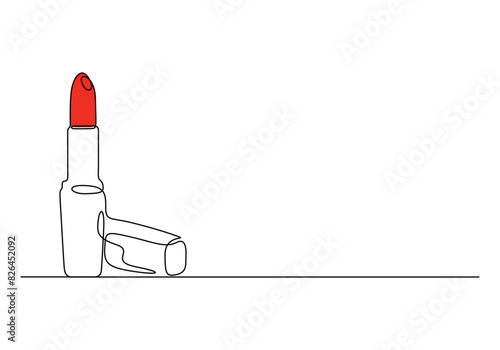 Continuous one line drawing of lipstick icons set. Minimal design, make up print, cosmetic banner, card, poster, brochure, beauty logo. Vector illustration