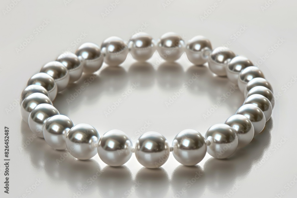 Obraz premium A luxurious pearl choker with perfectly round pearls strung closely together, representing timeless elegance