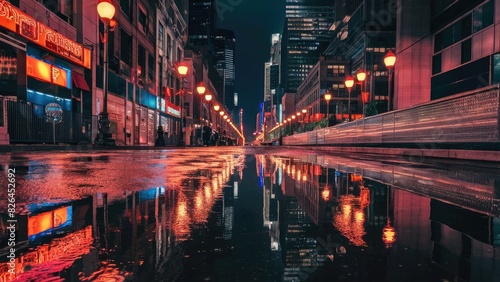 Moody Urban Landscape with Wet Surfaces