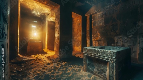 mysterious ancient egyptian pharaohs tomb chamber archaeological exploration concept photo