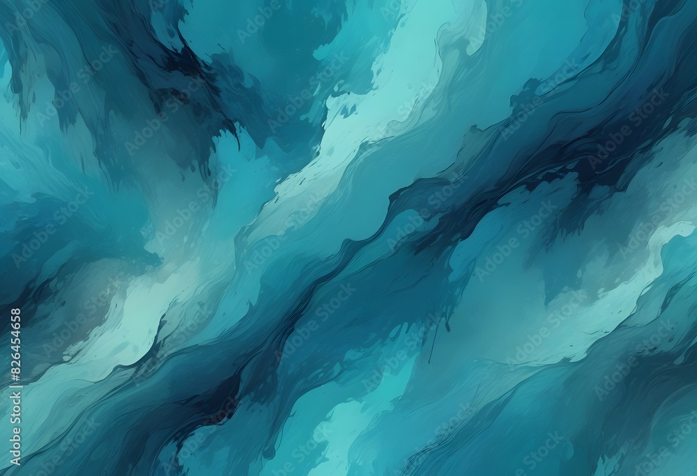Beautiful original wide format abstract background image in blue and teal tones for design or creative work
