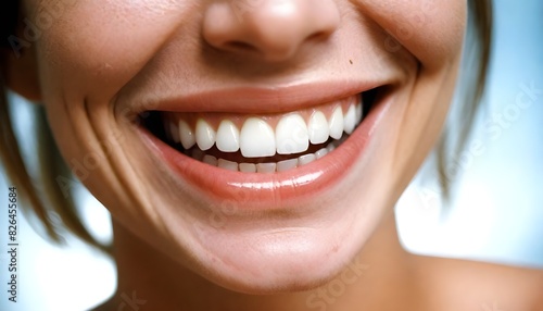 Close up of a smile with white teeth. 