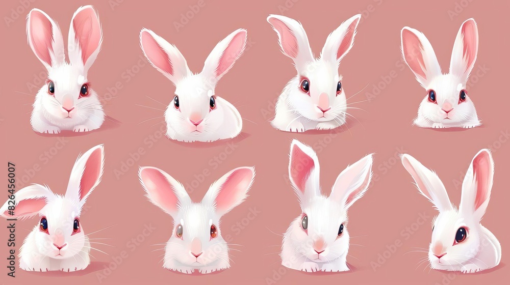 playful innocence set of cute white rabbit ears on clean background digital illustration playful innocence set of cute white rabbit ears on clean background digital illustration