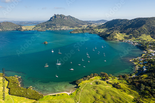 Aerial view of Urquharts Bay, Whangarei Heads, Northland, New Zealand. photo