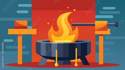 The furnace rumbled and hummed as it worked tirelessly to achieve the perfect temperature for melting metal.. Vector illustration