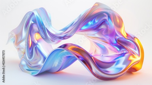 Background with fluid smooth chrome liquid texture waves  motion holographic effect wallpaper or banner