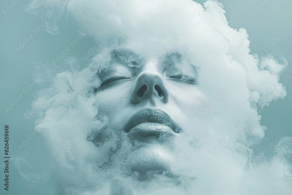 Head in the clouds minimalist concept
Head in the clouds minimalist concept