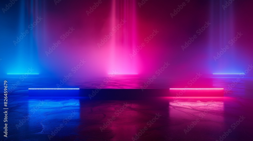 Various colored lights shining brightly in a room, creating a vibrant and dynamic atmosphere