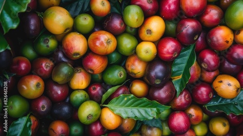 Organic coffee fruit that is naturally ripe