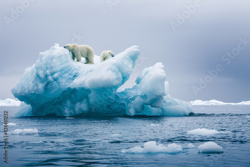 two polar bears on an iceberg