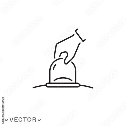 cupping therapy icon, glass jar suction, spa service, vacuum massage concept, suction thin line symbol isolated on white background, editable stroke eps 10 vector illustration